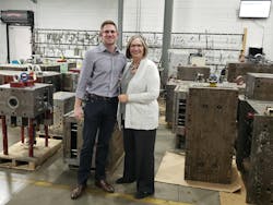 Maureen Steinwall poses with her son, Tom Smolenski, who has taken over day-to-day control of Steinwall Inc., an injection molding shop her father started. Maureen Steinwall poses with her son, Tom Smolenski, who has taken over day-to-day control of Steinwall Inc., an injection molding shop her father started.