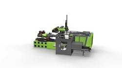 Engel's e-mac 500 injection molding machine is shown. Engel's e-mac 500 injection molding machine is shown.