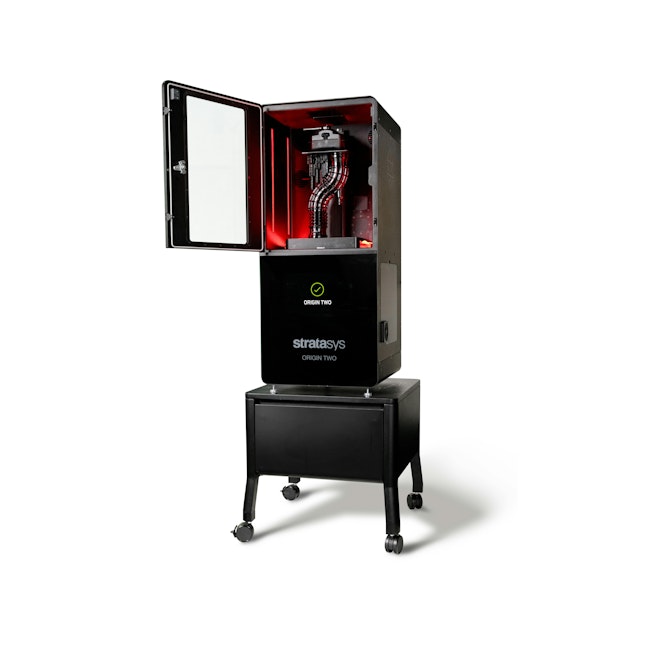 The Stratasys Origin Two 3D printer is shown.