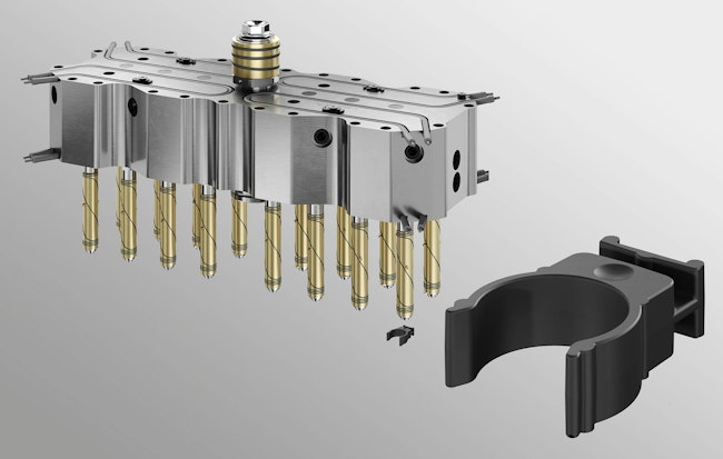 Corrosion-resistant valve-gate end rings are available for Oerlikon's Tp and Vp hot runner nozzles.