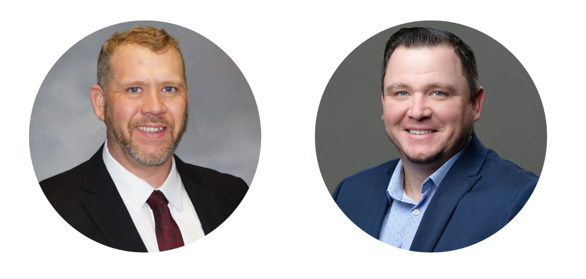 Justin McKenna (left) and Chase Collins are new sales representatives for Nordson's EDI product line.