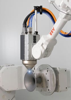 Meltio's Engine Blue kit integrates a 3D metal print head onto an industrial robot. Meltio's Engine Blue kit integrates a 3D metal print head onto an industrial robot.