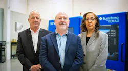 From left, Executive VP and COO John F. Martich III, President Liam Burns and Corporate Controller and Compliance Officer Beth Belay of Sumitomo (SHI) Demag.
