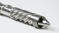 Engel's spherical check valve allows the polymer to form a thin film on the surface. Engel's spherical check valve allows the polymer to form a thin film on the surface.