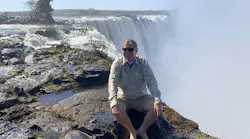Jay Waddell at Victoria Falls, on the Zambezi River in Africa.