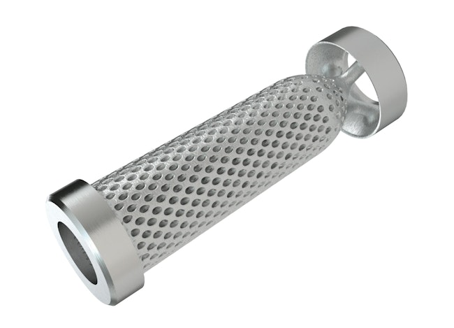 Hasco's H5055 hole filter has more than 1,000 angled holes to remove metal and impurities from the melt.