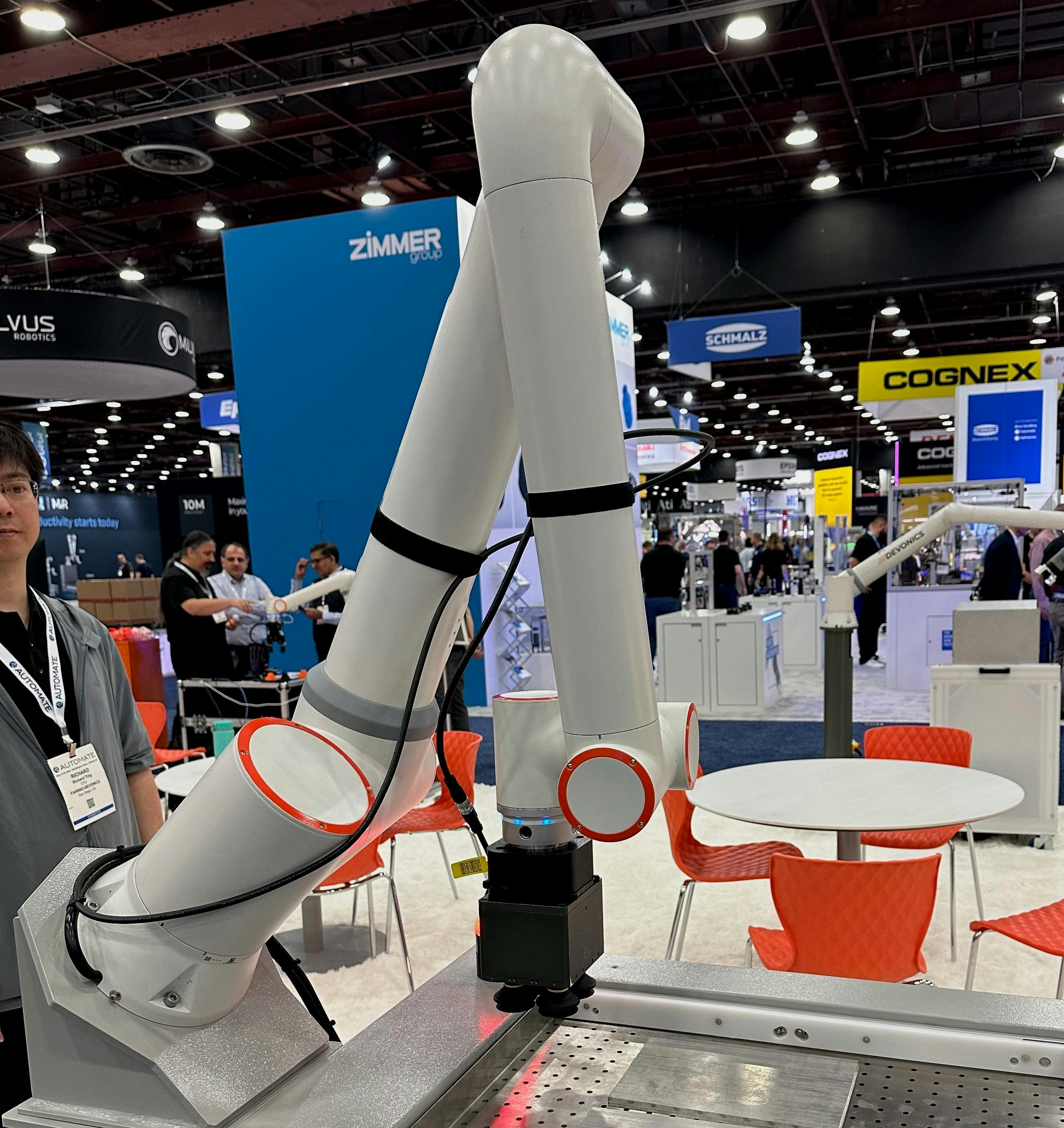 The FR10 cobot from Fairino on the floor at Automate 2025. For the first time, the Association for Advancing Automation is breaking out figures for cobot sales in its quarterly report.