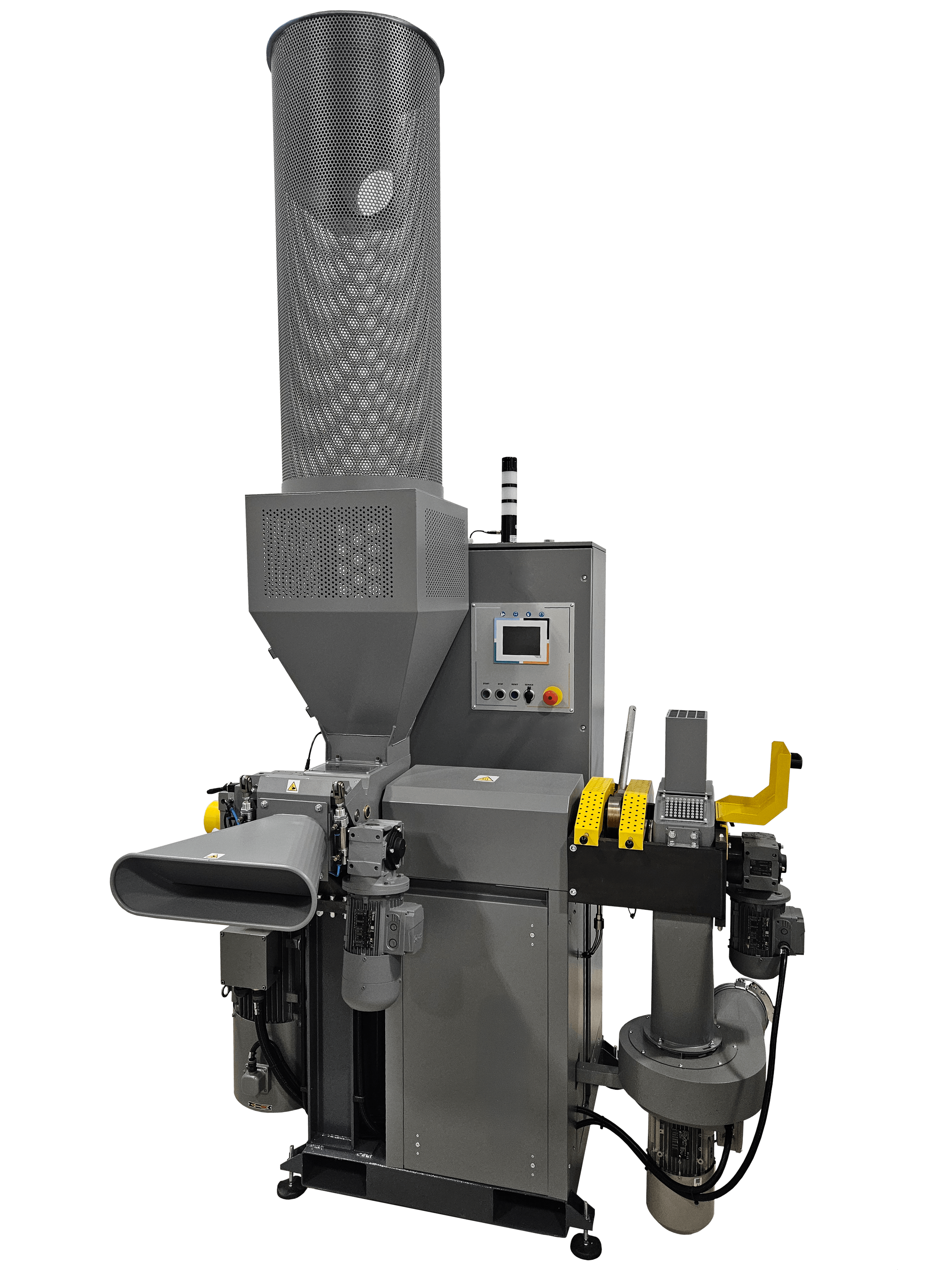 The Sasquatch repelletizer from Advanced Blending Solutions offers high output with minimal energy use.