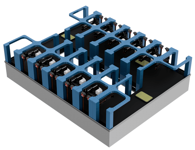 The grid structure of the Matrix6D system can handle multiple types of material deposition and non-additive processes.