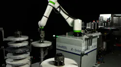 The Sidel CoboReel employs a cobot to change reels of labels for bottling.