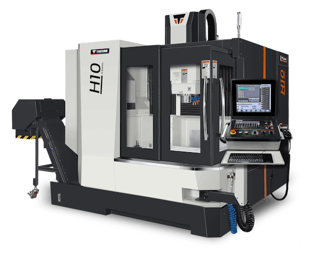 Takumi's H10 three-axis bridge milling machine has an upgraded Fanuc 0i-XL control.