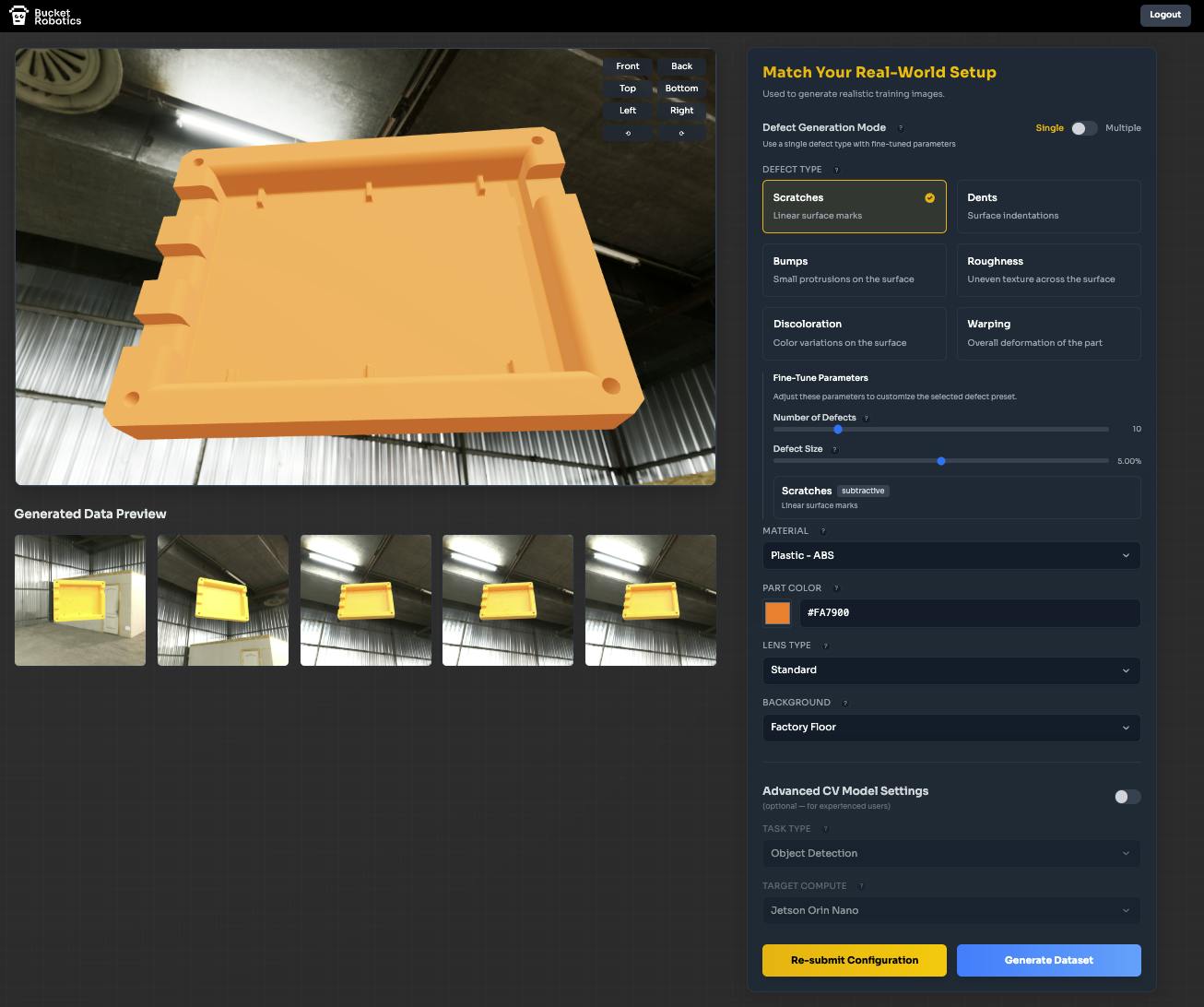 WrenchML from Bucket Robotics eliminates the need to provide images of good and bad parts for defect recognition.
