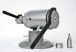 Guill Tool's Bullet extrusion head is suitable for high- and low-volume applications. Like all of the company's offerings, it features a cam lock, designed for quick and easy tooling changes. Guill Tool's Bullet extrusion head is suitable for high- and low-volume applications. Like all of the company's offerings, it features a cam lock, designed for quick and easy tooling changes.