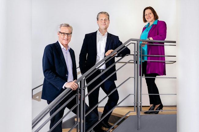 From left, Axel von Wiedersperg, CEO of Brückner Group; Robin Schaede, CFO of Brückner Maschinenbau; and Angela Strigl, CFO of Brückner Group.