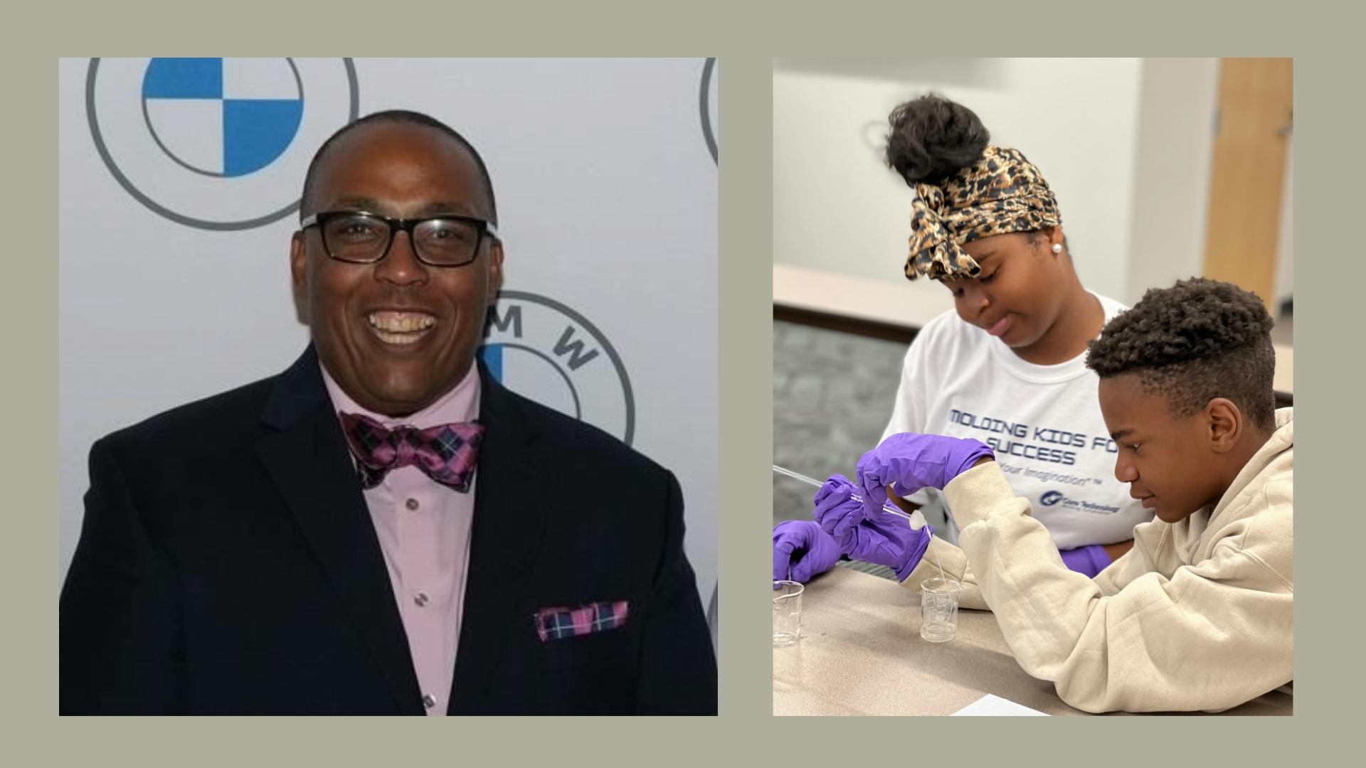 Cpre Technology founder Geoff Foster, left, launched the Molding Kids for Success program to introduce students to STEM.