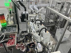 Currier Plastics has invested in automation, including these Epson SCARA robots. Currier Plastics has invested in automation, including these Epson SCARA robots.