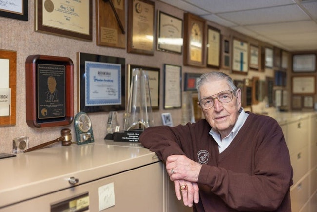 Plastics Hall of Famer Glenn Beall with some of his honors and recognitions.