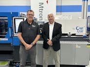 Peter Gardner, left, is retiring as president of LS Mtron Injection Molding Machine USA. Paul Caprio, right, president of sales, will be taking over some of his duties. They were photographed in late 2023 at the company's Wood Dale, Ill. technical center. Peter Gardner, left, is retiring as president of LS Mtron Injection Molding Machine USA. Paul Caprio, right, president of sales, will be taking over some of his duties. They were photographed in late 2023 at the company's Wood Dale, Ill. technical center.