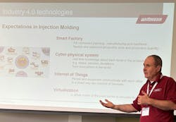 Wittmann USA‘s Christian Glueck, senior process engineer for molding machines, speaks about Industry 4.0 during Penn State Behrend’s Innovation and Emerging Plastics Technologies Conference June 11-12, 2025. Wittmann USA‘s Christian Glueck, senior process engineer for molding machines, speaks about Industry 4.0 during Penn State Behrend’s Innovation and Emerging Plastics Technologies Conference June 11-12, 2025.