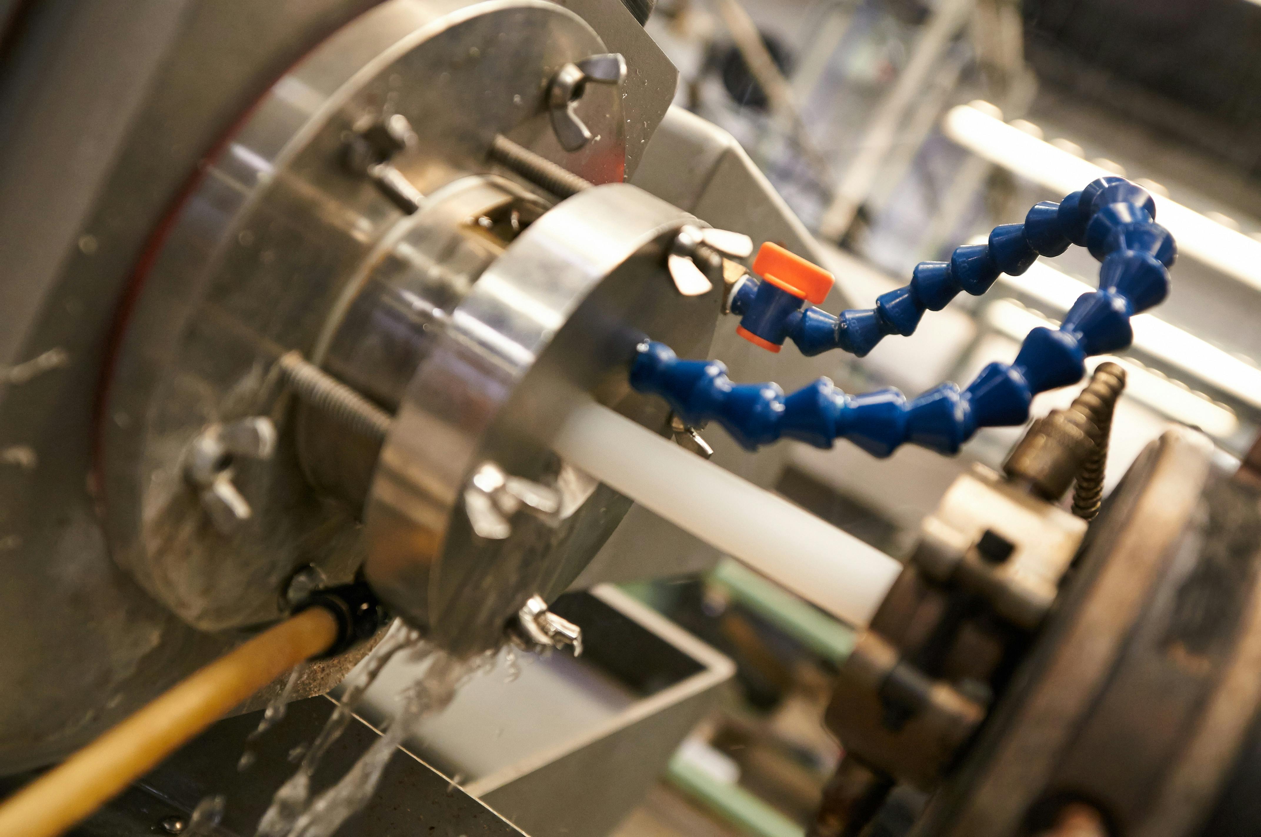 Tubing is extruded at Kent Elastomer Products.