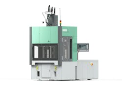 Arburg's Allrounder 475 V vertical injection molding machine has about 112 tons of clamping force within a small footprint. It uses a new control called Gestica lite. Arburg's Allrounder 475 V vertical injection molding machine has about 112 tons of clamping force within a small footprint. It uses a new control called Gestica lite.