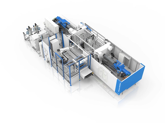 A KraussMaffei GXW 650 injection molding machine using ColorForm technology will produce headlights with a tough protective PU layer at K 2025.