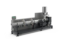 Battenfeld-Cincinnati's BC 120-40 DVT single-screw extruder features two-zone degassing. Battenfeld-Cincinnati's BC 120-40 DVT single-screw extruder features two-zone degassing.