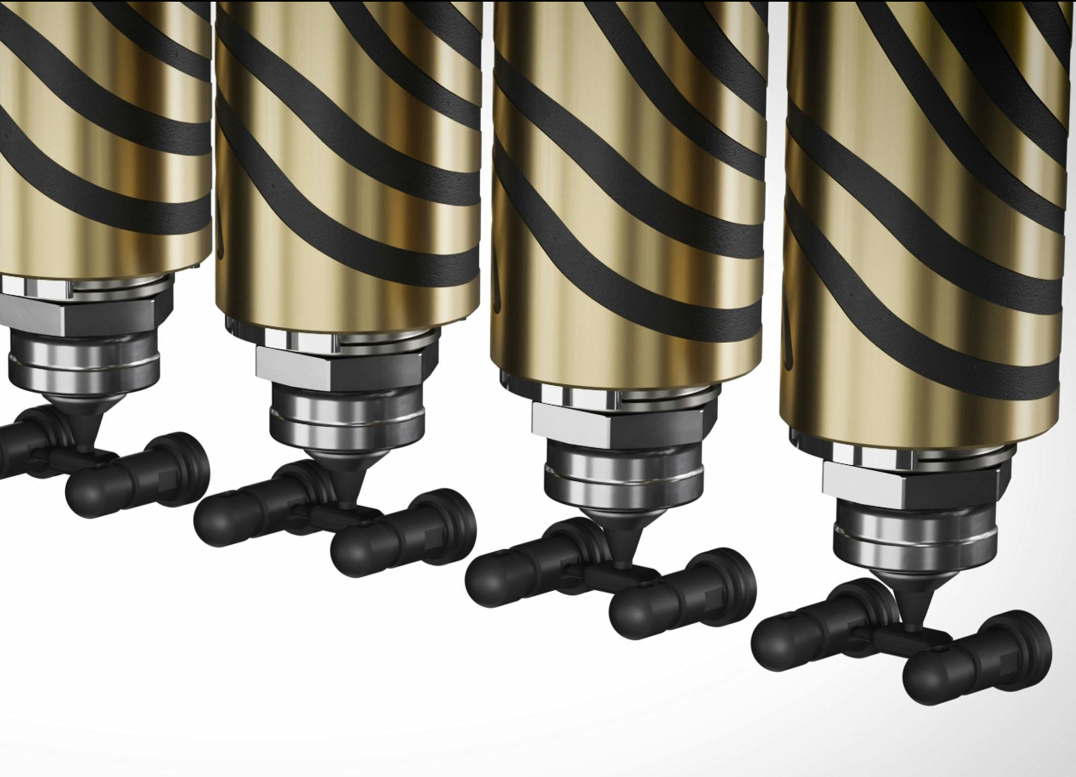 Up Nozzles from Oerlikon HRSflow work in tight spaces with low shot weights.