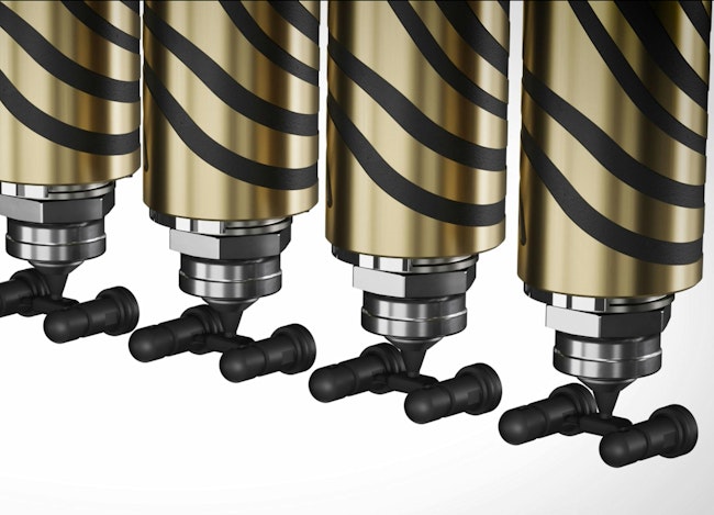 Up Nozzles from Oerlikon HRSflow work in tight spaces with low shot weights.