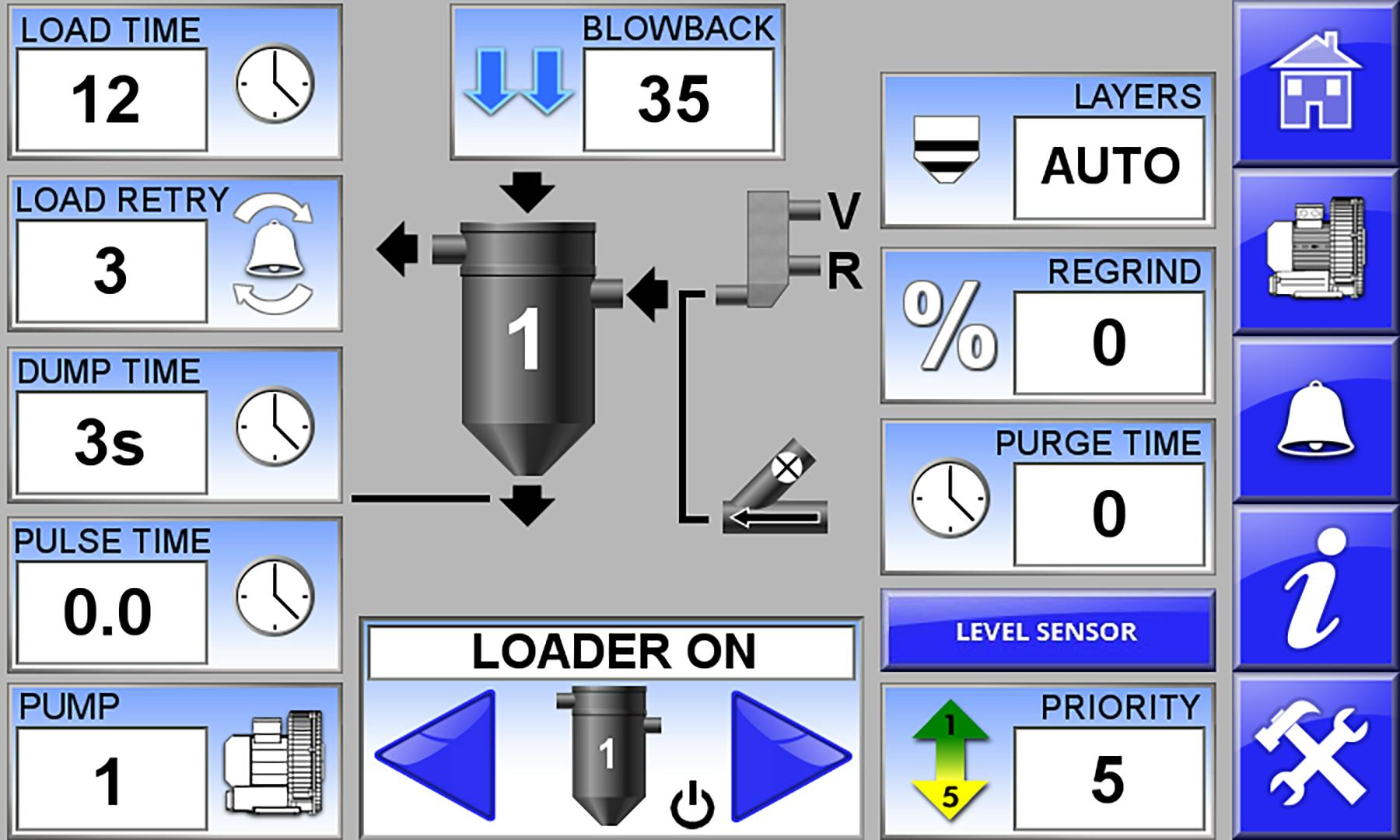 Maguire's FlexBus controls allow users to view various data points in their conveying system.