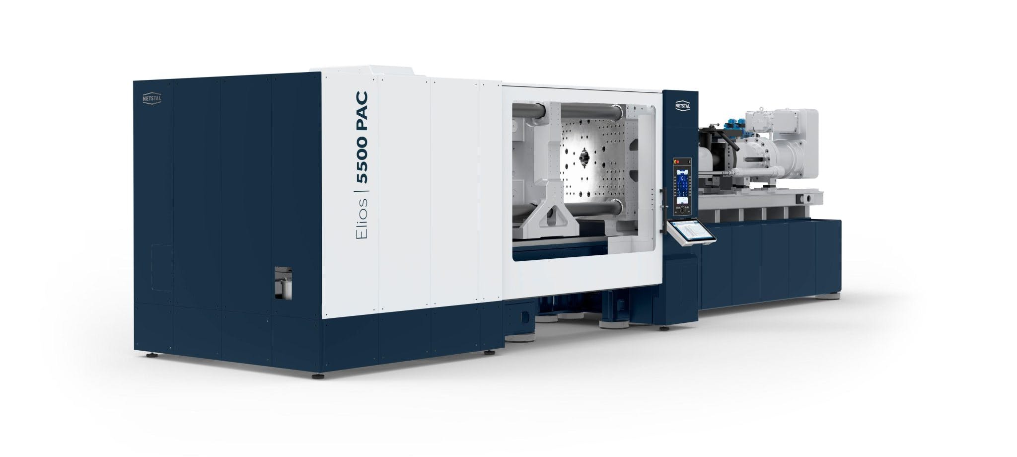 Boasting about 618 tons of clamping force, an Elios 5500 PAC optimized for packaging will make containers in 3.8- second cycles at Netstal's booth in the K show.