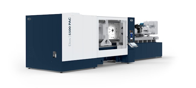 Boasting about 618 tons of clamping force, an Elios 5500 PAC optimized for packaging will make containers in 3.8- second cycles at Netstal's booth in the K show.