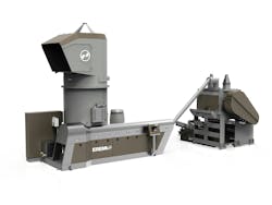 Erema's Agglorema can handle heavily contaminated film prior to chemical or mechanical recycling. Erema's Agglorema can handle heavily contaminated film prior to chemical or mechanical recycling.