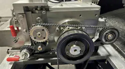 Bay Plastics Machinery's belt system for driving upper feed rolls delivers consistent pulling force.