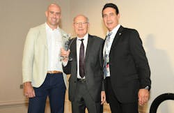 From left, Max Feuerherm, Lifetime Achievement Award honoree Harald Feuerherm and SPE Blow Molding Division board member Benjamin Lopez at the Annual Blow Molding Conference 2025. From left, Max Feuerherm, Lifetime Achievement Award honoree Harald Feuerherm and SPE Blow Molding Division board member Benjamin Lopez at the Annual Blow Molding Conference 2025.