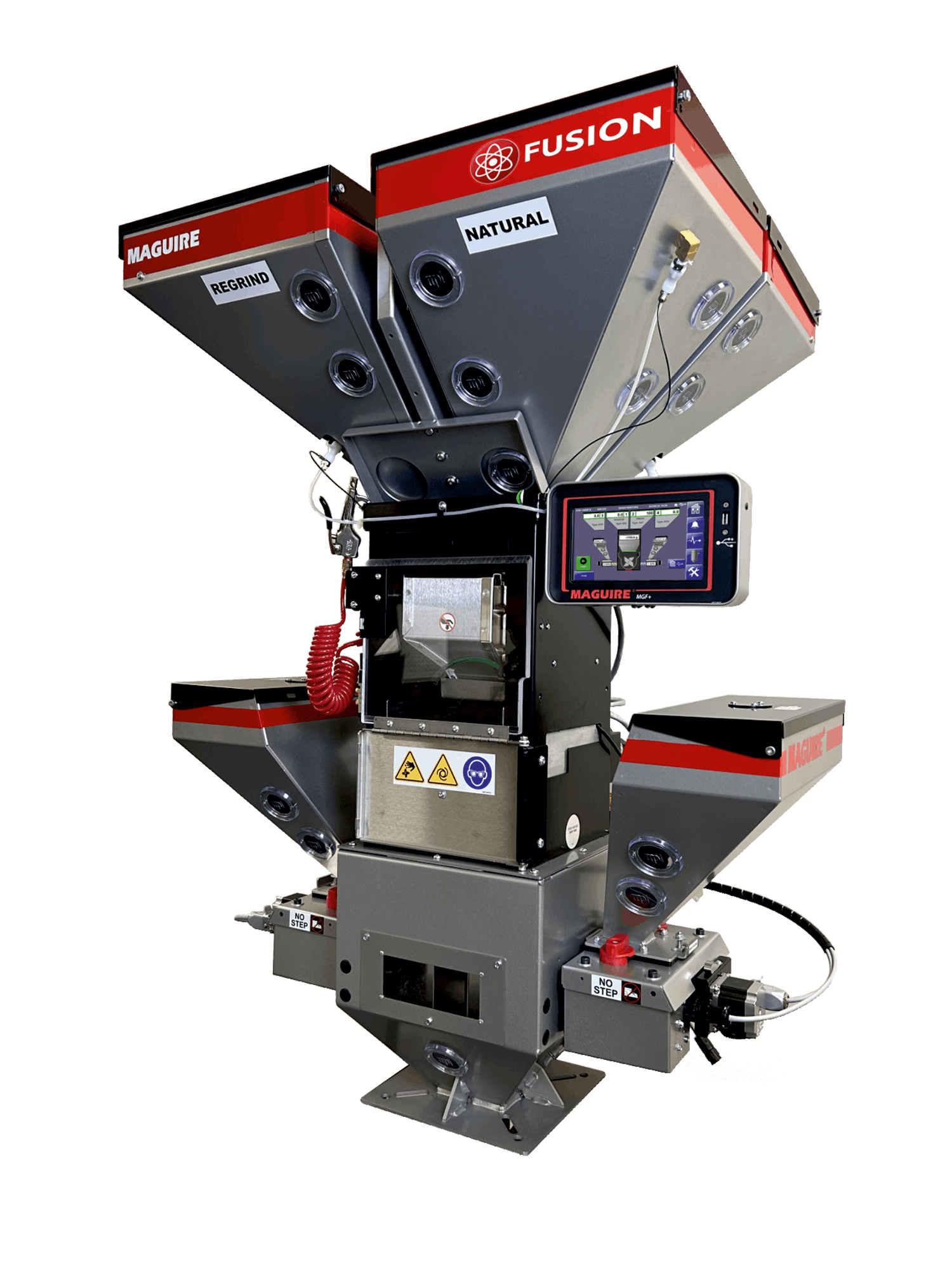 Maguire's Fusion, which combines a blender and feeder, can now manage conveying and extrusion as well.