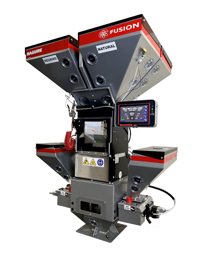 Maguire's Fusion, which combines a blender and feeder, can now manage conveying and extrusion as well.
