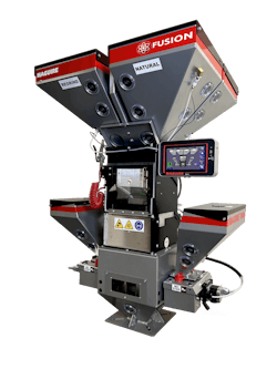 Maguire's Fusion, which combines a blender and feeder, can now manage conveying and extrusion as well. Maguire's Fusion, which combines a blender and feeder, can now manage conveying and extrusion as well.