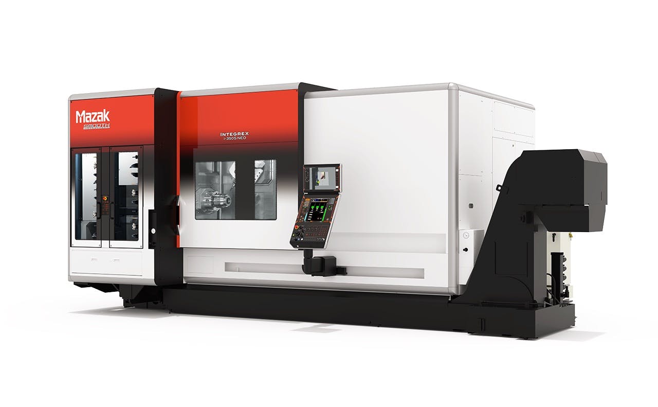 Mazak has integrated AI-powered technologies into the Integrex i-350S Neo and i-350ST Neo turning-milling-grinding machines.