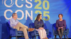 From left, Don Ray of Novolex, Katy Silva of LyondellBasell and Carrie Houtman of Dow speak at OCS CON, which focused on preventing resin loss.