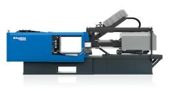 Sumitomo (SHI) Demag's new 2K IntElect 350t multicomponent injection molding machine situates its secondary injection unit at a 45-degree angle. Sumitomo (SHI) Demag's new 2K IntElect 350t multicomponent injection molding machine situates its secondary injection unit at a 45-degree angle.