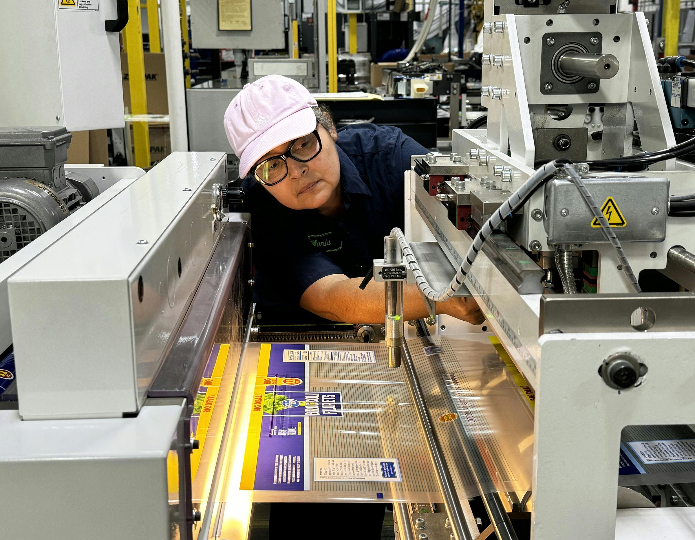 A worker at Emerald Packaging. The company has been striving to make its plastic packaging more sustainable.