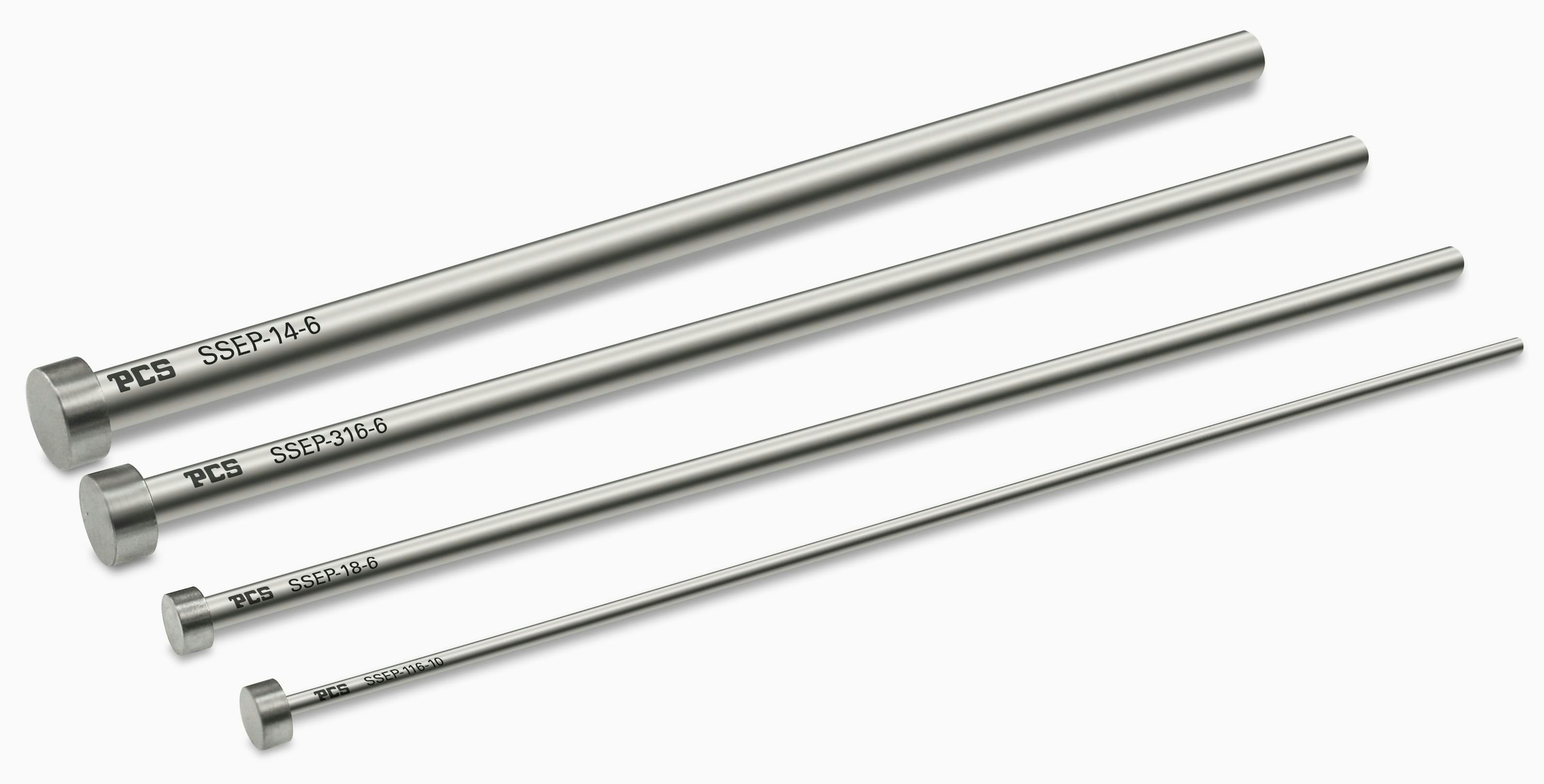 These corrosion-resistant PCS ejector pins are available in inch and metric versions.