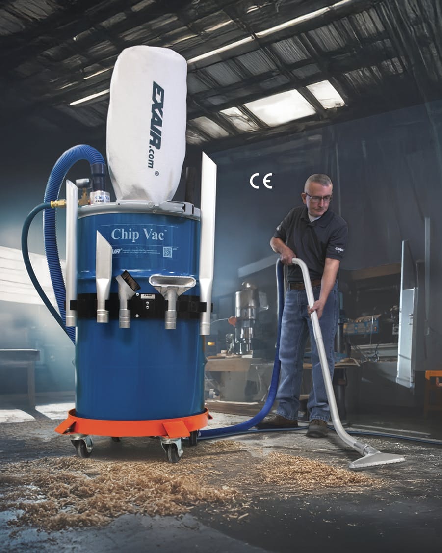 Exair's Chip Vac has been upgraded with a new filter bag.