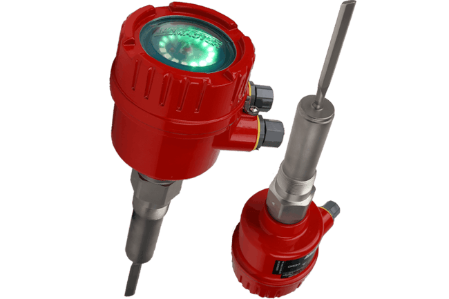 BinMaster's VRX vibrating level probes have an indicator light to confirm status of the bulk solids being measured.