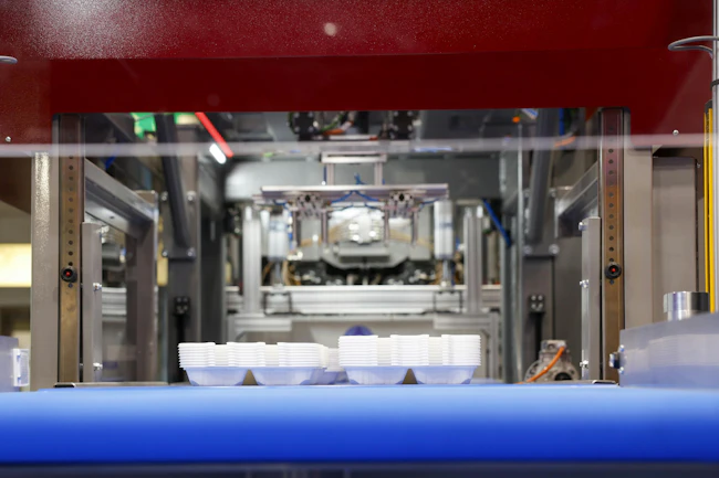 Trays on a demonstration line at K 2025.
