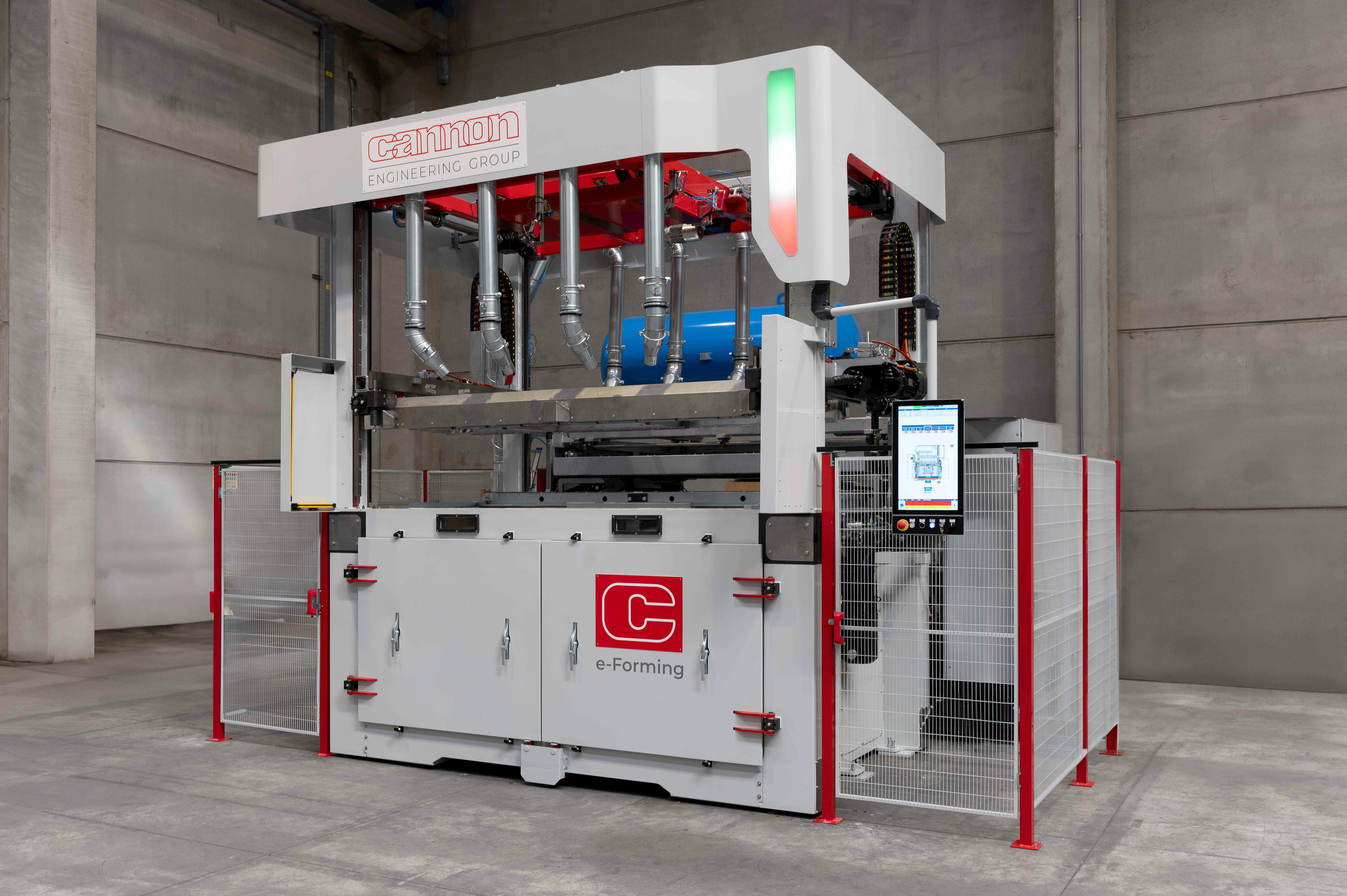 Cannon's e-Forming line has a compact footprint and an AI-powered control system that maximizes energy efficiency.