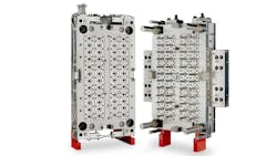 Zahoransky's Z.Sonic Turn mold uses an integrated rotary unit to make part removal cycle-neutral. Zahoransky's Z.Sonic Turn mold uses an integrated rotary unit to make part removal cycle-neutral.