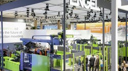 K 2025 attendees check out the Engel booth. K 2025 attendees check out the Engel booth.