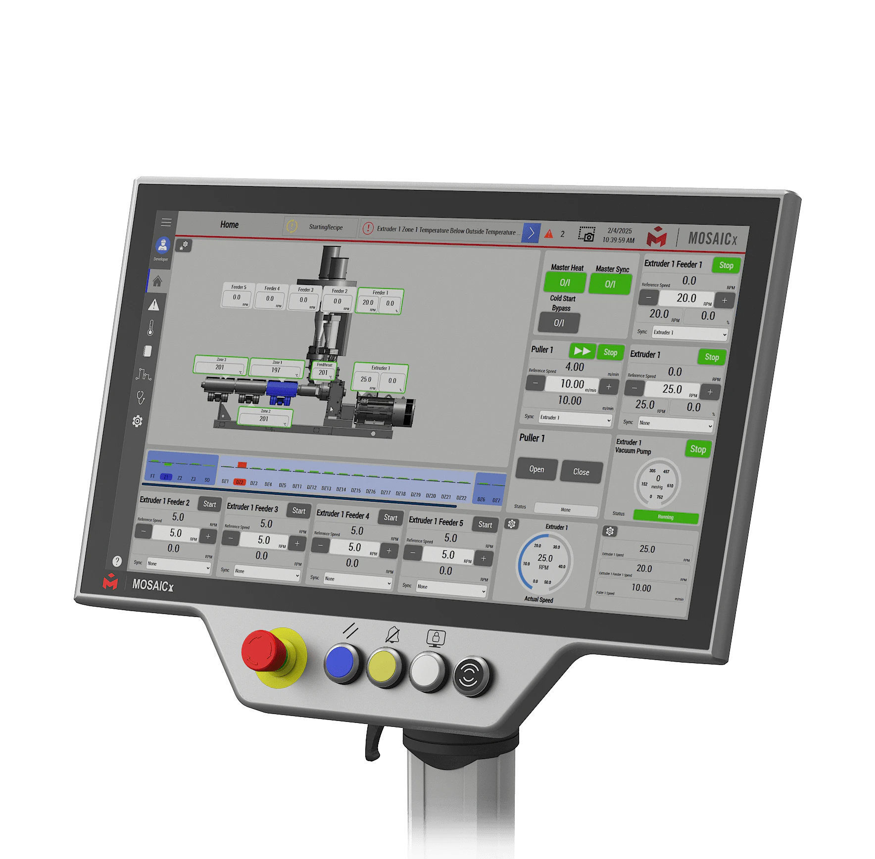 MosaicX, the latest version of Milacron's extrusion control.
